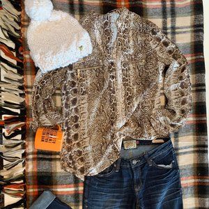 EUC Snake Print Blouse in Brown & White